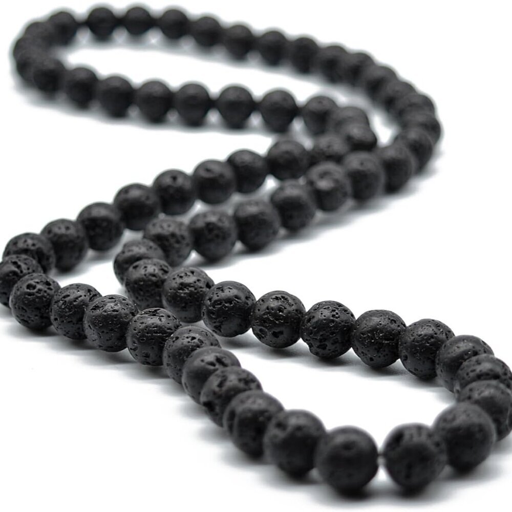 8MM Natural Tiger Eye Lava Stone Beaded Choker Necklace Genuine Gemstone Anxiety
